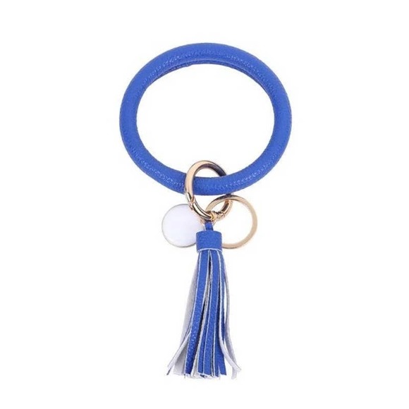 Private Label Accessories - Royal Blue Vegan Leather Tassel Bangle Keychain~~NWOT